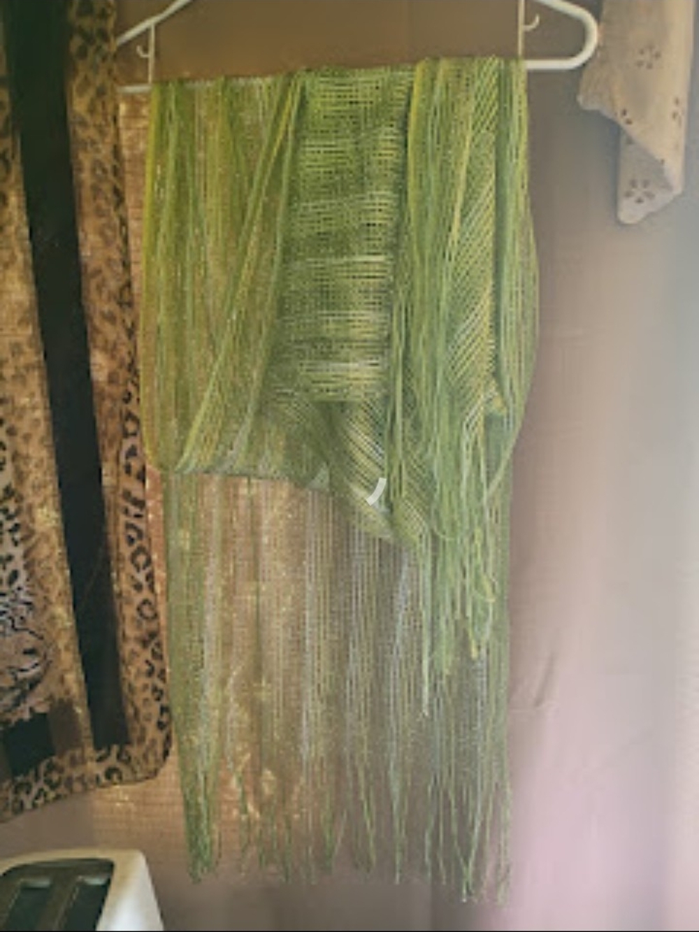 Lime Green Fringed Wrap Scarf